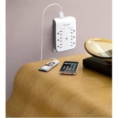 6-Outlet Wall Mount Surge Protector, 900 Joule