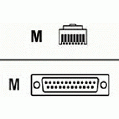 Straight Serial Cable - RJ45 to DB25 Male Data Transfer