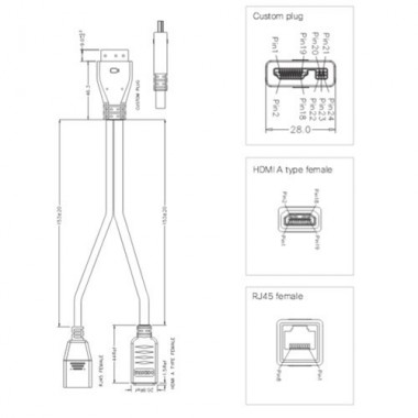 Camera Break Out Cable to RJ45 and HDMI Both Female for TelePresence System SX20