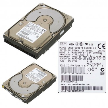 9.1GB 7200RPM 50-Pin SCSI Narrow Hard Disk Drive HDD, DNES-309170