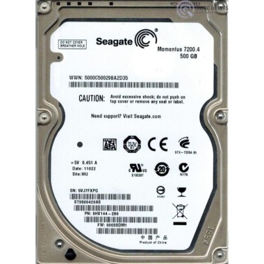 Momentus 7200.4 500 GB, 2Internal, 7200 RPM, 2.5 Hard Drive