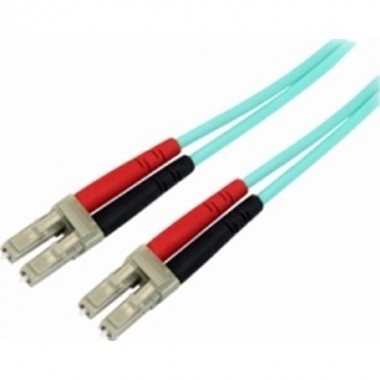 3-Meter Fiber Optic Patch Cord LC to LC Duplex MM Aqua 10Gb Fiber