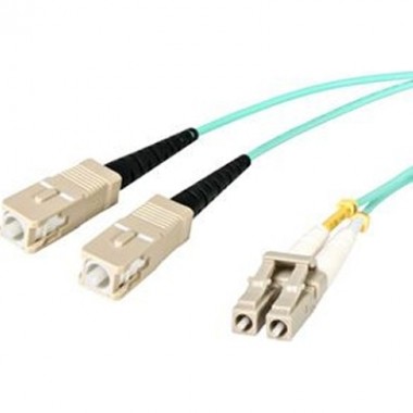 2-Meter Fiber Cable LC/SC 50/125 Duplex 10Gb Aqua Multimode Lszh