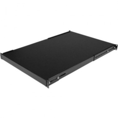 Fixed Adjustable Heavy Duty Rack Mount Shelf Black 1U 19in