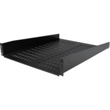 Fixed Vented Rack Mount Shelf Black 2U 22in