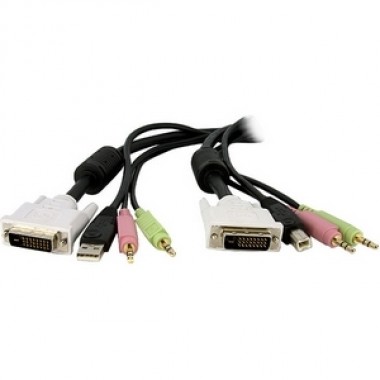 6-Foot USB Hi-res KVM 4-in-1 DVI Dual Link DVI-D KVM Switch Cable with Audio & Microphone