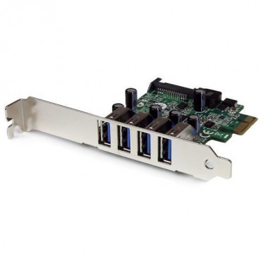 4-Port Low Profile USB 3.0 PCI Express PCIe Card with SATA Power