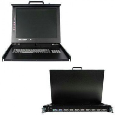 1U 19-Inch RackMount LCD Console with 8-Port KVM Switch