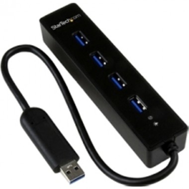 4-Port External Mini USB 3.0 Hub with Integrated Cable