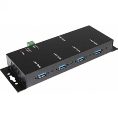 4-Port Black Metal Mountable USB 3.0 Hub