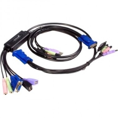 2-Port USB Cable KVM Switch USB VGA Cable KVM Switch with Audio