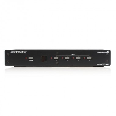 4-Port Component A/V Switcher Video Switch with RS-232